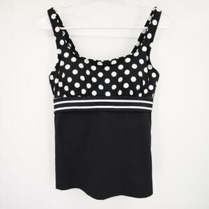 NWOT Lands End Black White Polka Dot Tankini Top Size 4DD